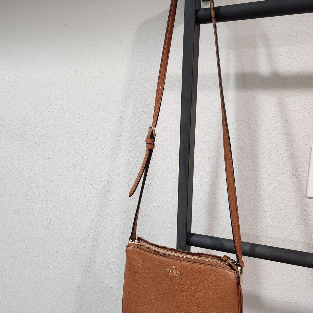 kate spade ♤ Saddle Tan Leather Crossbody Gold - Picture 4 of 16